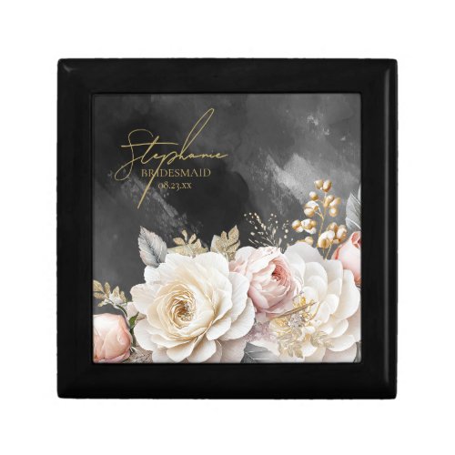 Floral Drama Wedding Bridesmaid Charcoal ID1022 Gift Box