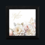 Floral Drama Wedding Bridesmaid White ID1022 Gift Box<br><div class="desc">This wedding suite with it's lush, dramatic florals from creamy white to blush pink, gold swirl accents and beautiful watercolor backgrounds, creates an elegant, romantic vibe, giving just a hint of what guests can expect on your big day. This gift box design provides a template to easily add a name,...</div>