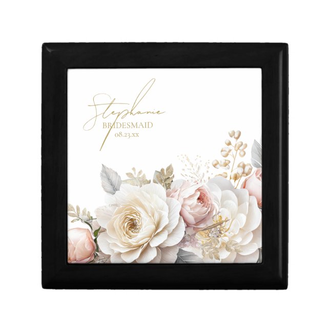 Floral Drama Wedding Bridesmaid White ID1022 Gift Box (Front)