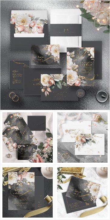 Floral Drama Wedding Charcoal