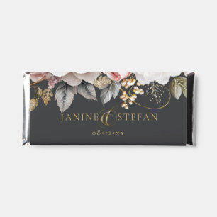 Floral Drama Wedding Charcoal ID1022 Hershey Bar Favors