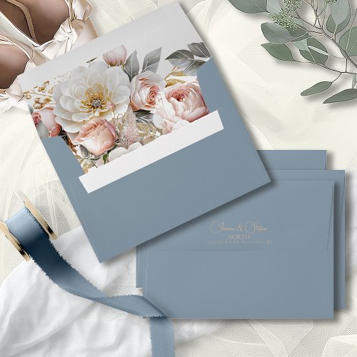 Floral Drama Wedding Dusty Blue ID1022 Envelope