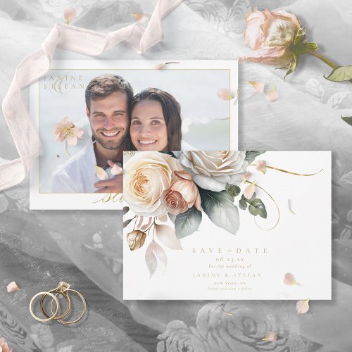 Floral Drama Wedding Photo Green ID1022 Save The Date