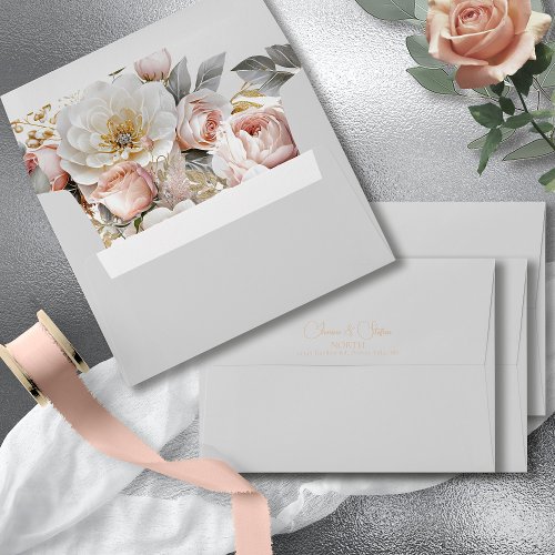 Floral Drama Wedding Soft Gray ID1022 Envelope