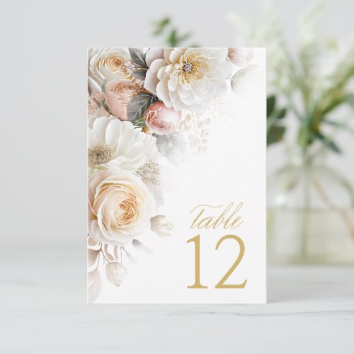 Floral Drama Wedding Table Number White ID1022