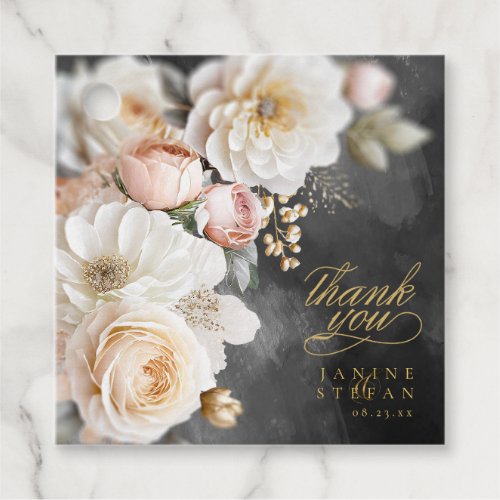 Floral Drama Wedding Thank You Charcoal ID1022 Favor Tags