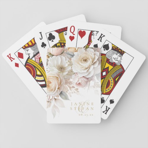 Floral Drama Wedding Thank You White ID1022 Playing Cards