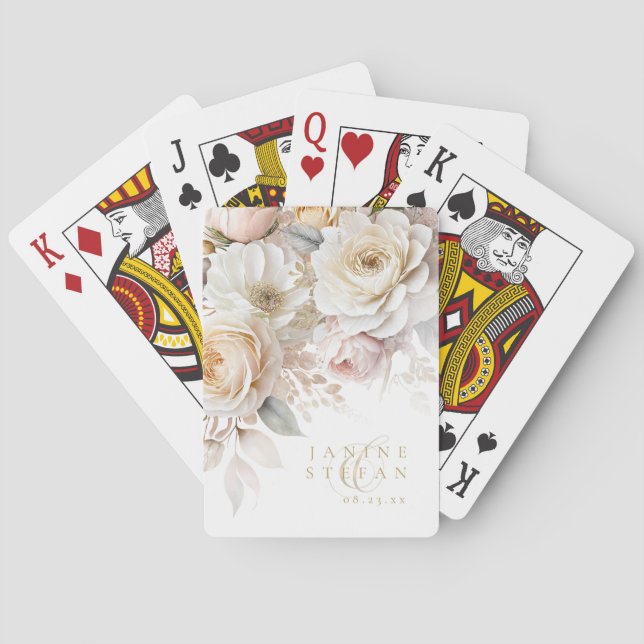 Floral Drama Wedding Thank You White ID1022 Poker Cards (Back)