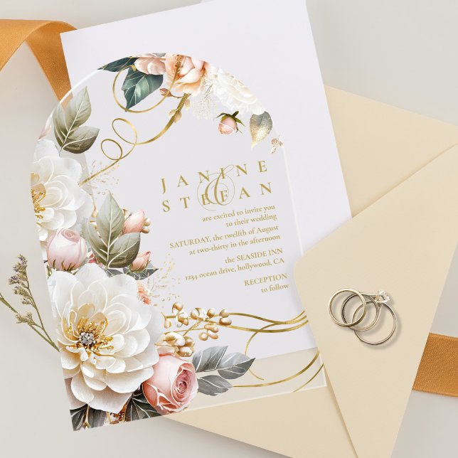 Floral Drama Wedding Transparent Arch ID1022 Acrylic Invitations (Creator Uploaded)
