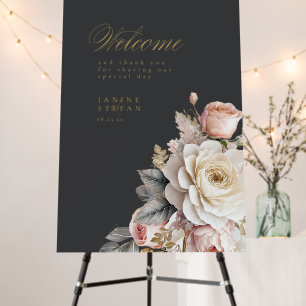 Floral Drama Wedding Welcome Charcoal ID1022 Foam Board