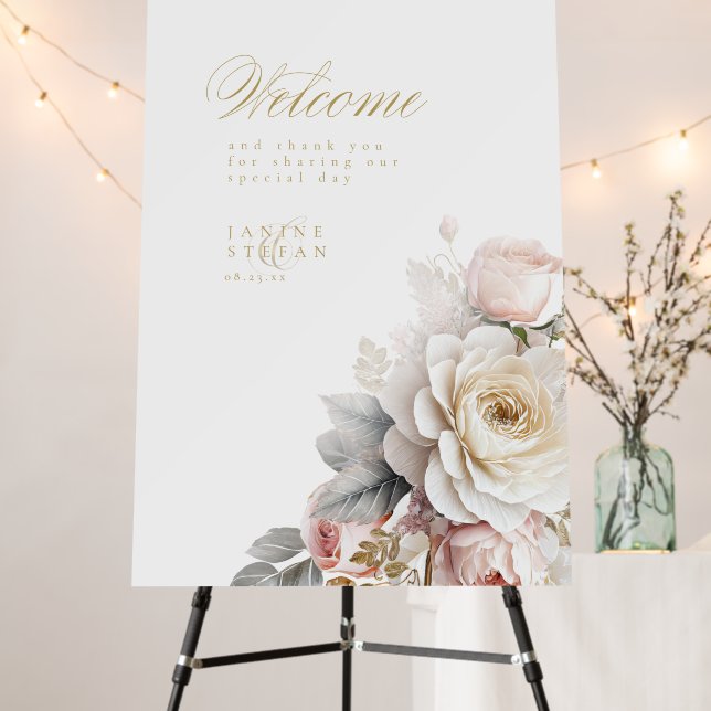 Floral Drama Wedding Welcome ID1022 Foam Board (In Situ (Stand))