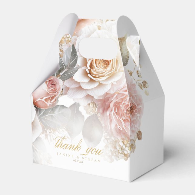 Floral Drama Wedding White ID1022 Favor Boxes (Front Side)