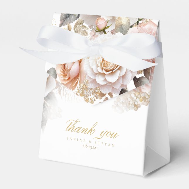 Floral Drama Wedding White ID1022 Favor Boxes (Front Side)
