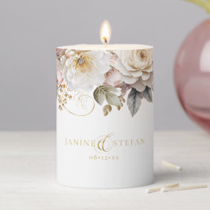 Floral Drama Wedding White ID1022 Pillar Candle