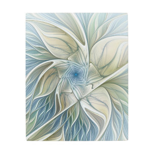 Floral Dream Abstract Blue Khaki Fractal Art