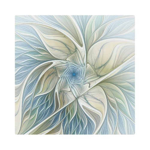 Floral Dream Abstract Blue Khaki Fractal Art