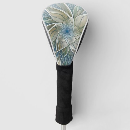 Floral Dream Abstract Blue Khaki Fractal Art Golf Head Cover