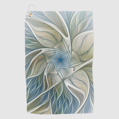 Floral Dream Abstract Blue Khaki Fractal Art Golf Towel