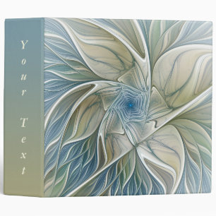 Floral Dream Abstract Blue Khaki Fractal Art Text 3 Ring Binder