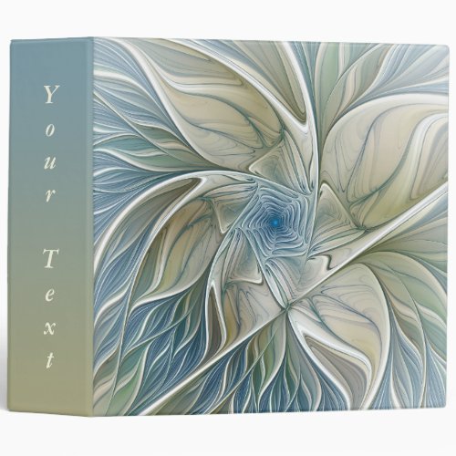 Floral Dream Abstract Blue Khaki Fractal Art Text 3 Ring Binder