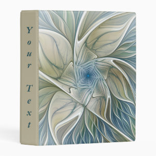 Floral Dream Abstract Blue Khaki Fractal Art Text Mini Binder