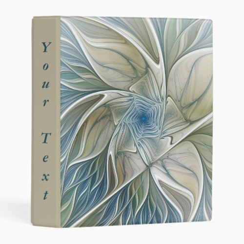 Floral Dream Abstract Blue Khaki Fractal Art Text Mini Binder