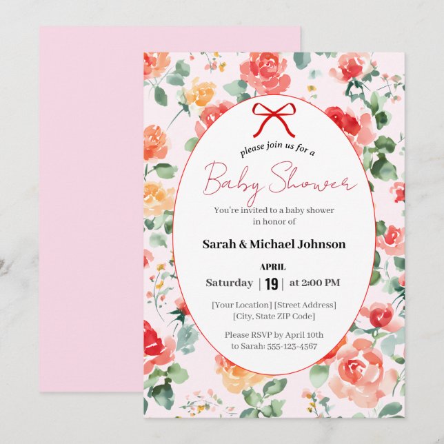 Floral Dream Baby Shower  Invitation (Front/Back)