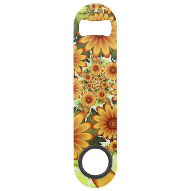 Floral Dream, Modern Abstract Flower Fractal Art Bar Key (Front)