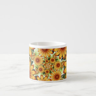 Floral Dream, Modern Abstract Flower Fractal Art Espresso Cup