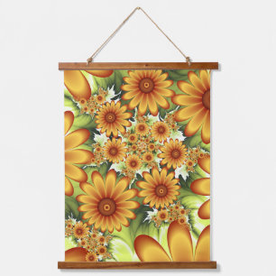 Floral Dream, Modern Abstract Flower Fractal Art Hanging Tapestry