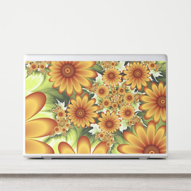 Floral Dream, Modern Abstract Flower Fractal Art HP Laptop Skin (Front)