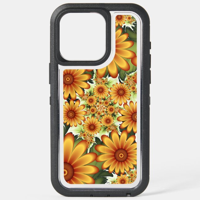 Floral Dream, Modern Abstract Flower Fractal Art iPhone 15 Pro Max Case (Back)