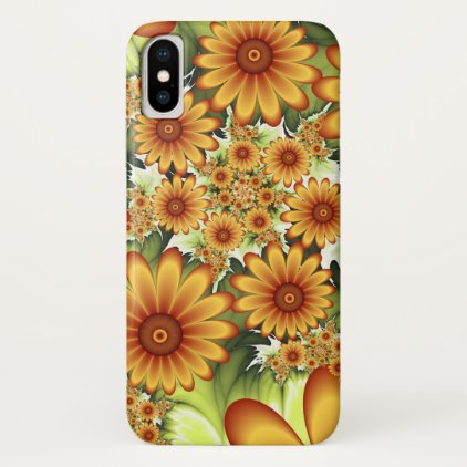 Floral Dream, Modern Abstract Flower Fractal Art iPhone X Case