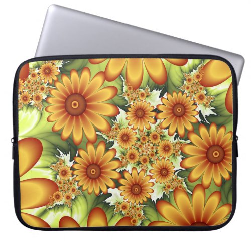 Floral Dream Modern Abstract Flower Fractal Art Laptop Sleeve