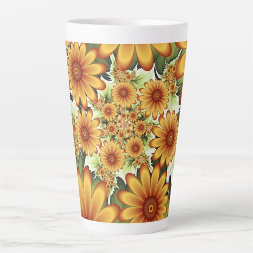 Floral Dream Modern Abstract Flower Fractal Art Latte Mug