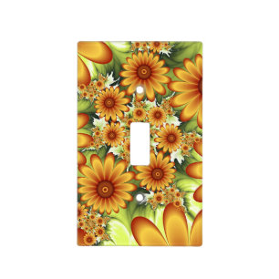 Floral Dream, Modern Abstract Flower Fractal Art Light Switch Cover
