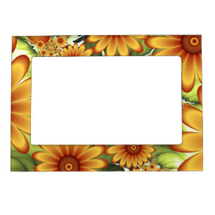 Floral Dream, Modern Abstract Flower Fractal Art Magnetic Frame