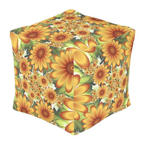 Floral Dream Modern Abstract Flower Fractal Art Outdoor Pouf