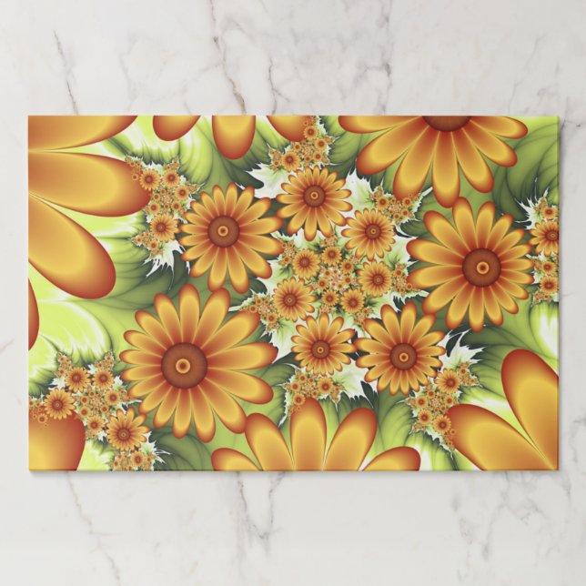 Floral Dream, Modern Abstract Flower Fractal Art Paper Pad (Front)