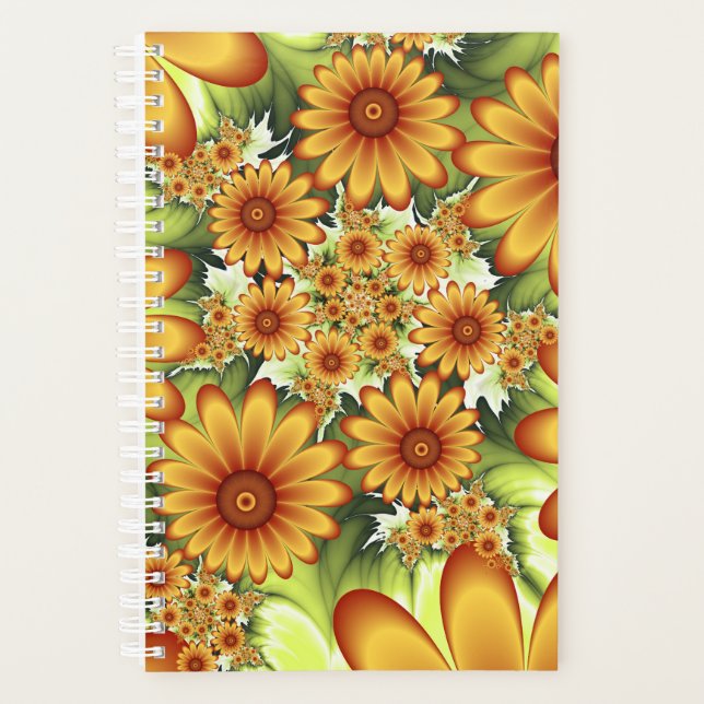Floral Dream, Modern Abstract Flower Fractal Art Planner (Front)