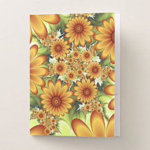 Floral Dream, Modern Abstract Flower Fractal Art Pocket Folder