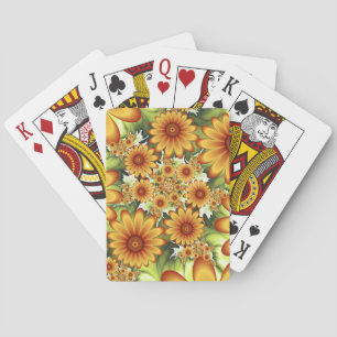 Floral Dream, Modern Abstract Flower Fractal Art Poker Cards