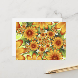 Floral Dream, Modern Abstract Flower Fractal Art Postcard