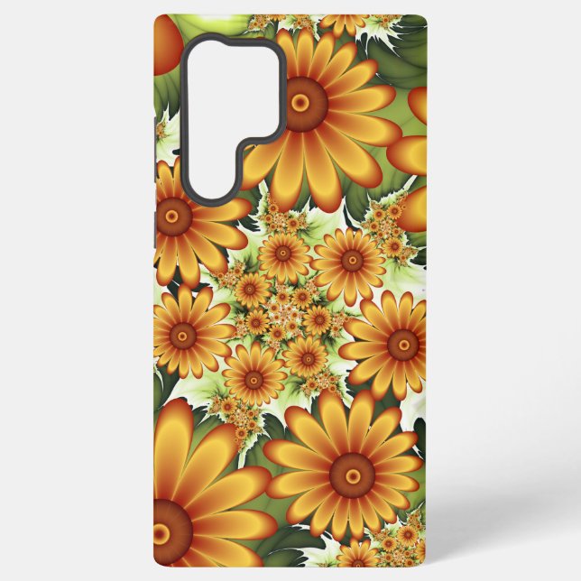 Floral Dream, Modern Abstract Flower Fractal Art Samsung Galaxy Case (Back)