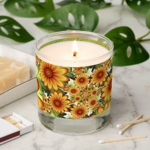 Floral Dream, Modern Abstract Flower Fractal Art Scented Candle
