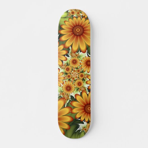 Floral Dream Modern Abstract Flower Fractal Art Skateboard