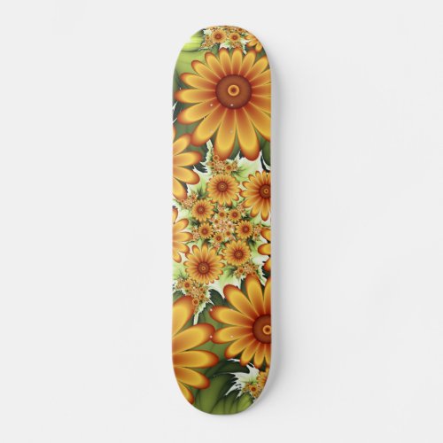 Floral Dream Modern Abstract Flower Fractal Art Skateboard