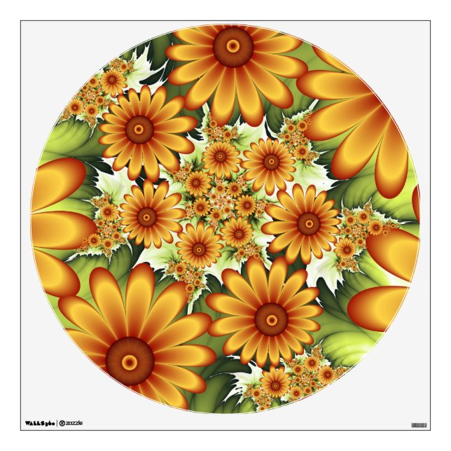 Floral Dream, Modern Abstract Flower Fractal Art Wall Decal (Front)