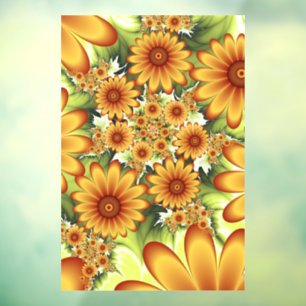 Floral Dream, Modern Abstract Flower Fractal Art Window Cling