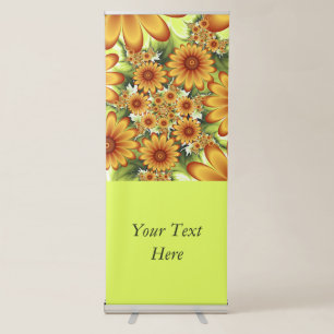 Floral Dream, Modern Abstract Flower Fractal Text Retractable Banner